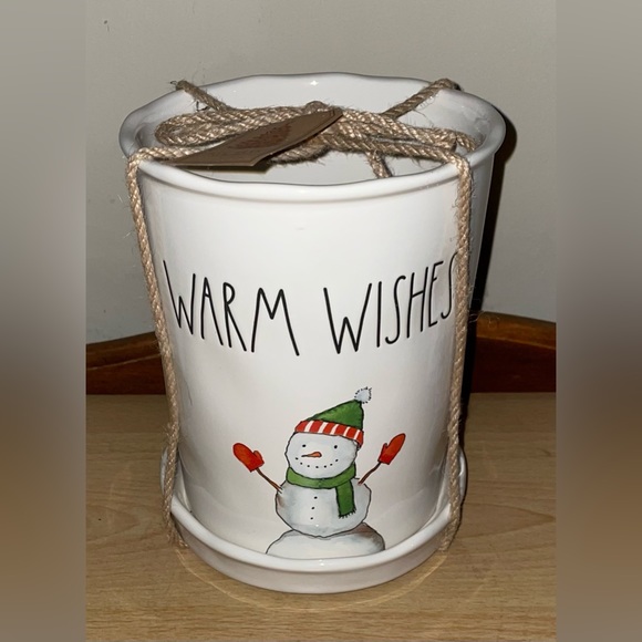Rae Dunn WARM WISHES Snowman Planter - Picture 2 of 11